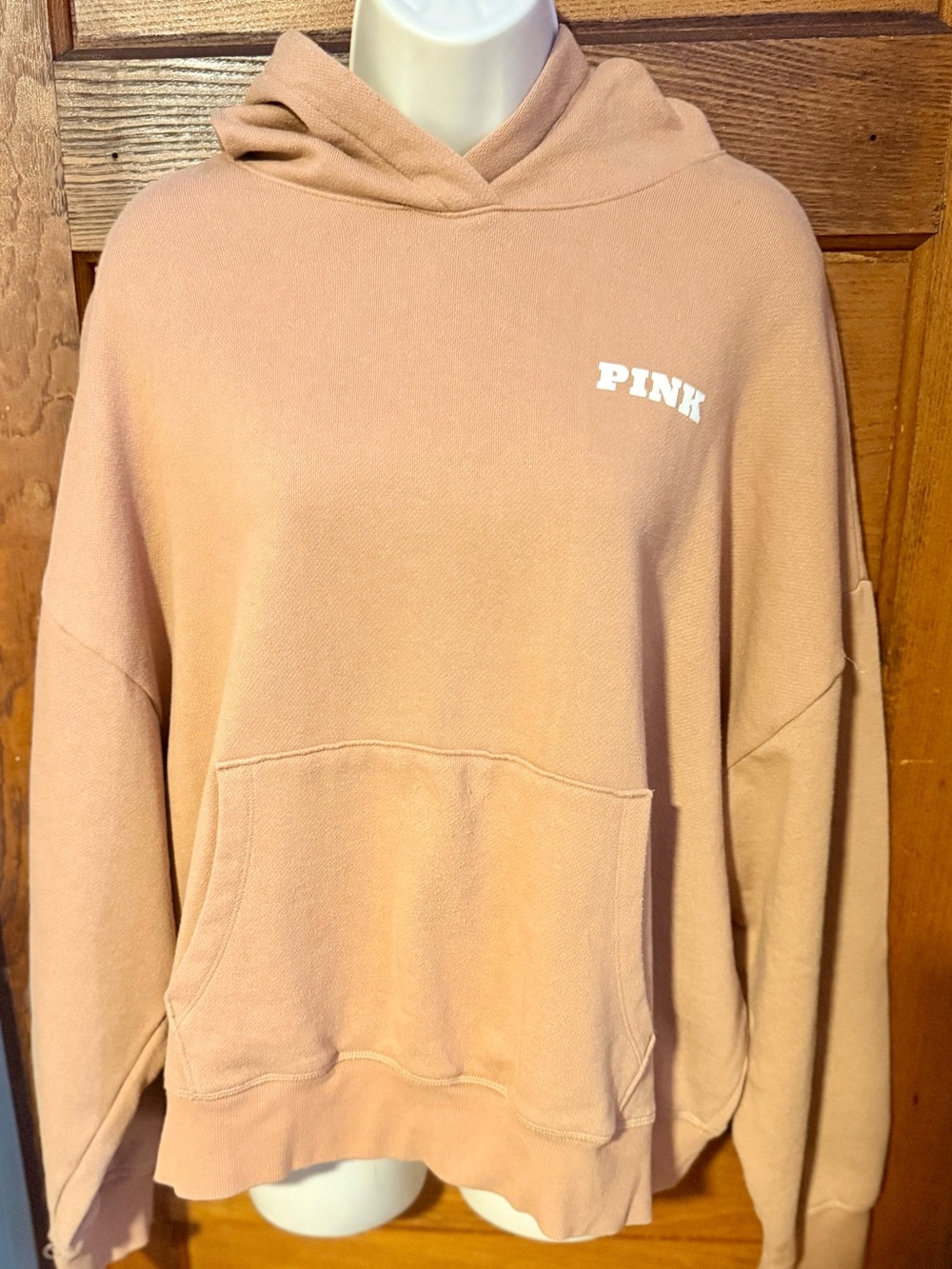 PINK Victoria's Secret Hooded Pullover Sweatshirt - Pink/Peach